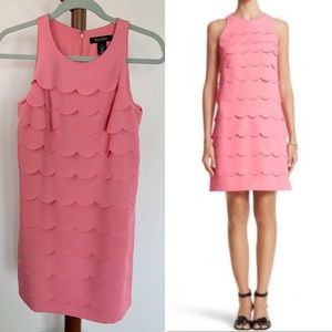 WHITE HOUSE BLACK MARKET Scalloped Sleeveless Shift Dress Pink Coral Size 0